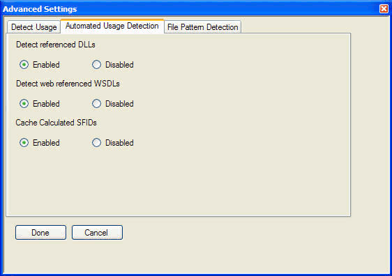 The Advanced Settings Dialog - Automated Usage Detection Tab