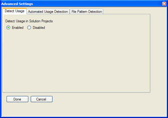 The Advanced Settings Dialog - Detect Usage Tab