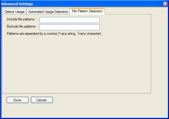 The Advanced Settings Dialog - File Pattern Detection Tab