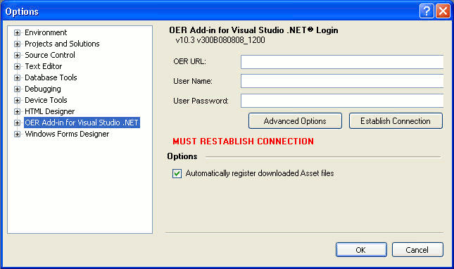 The Options dialog