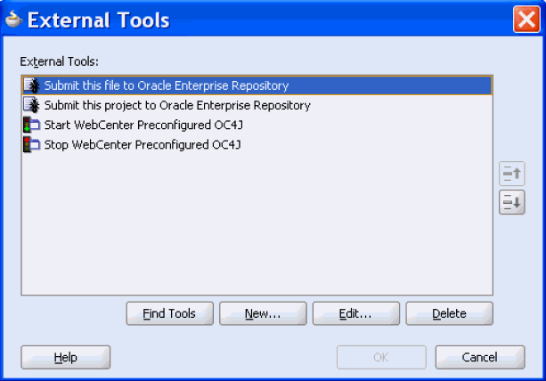 External Tools Dialog