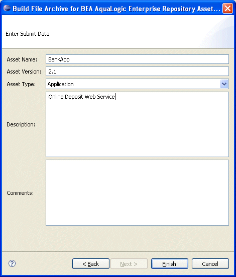 Build File Archive - Enter Submit Data