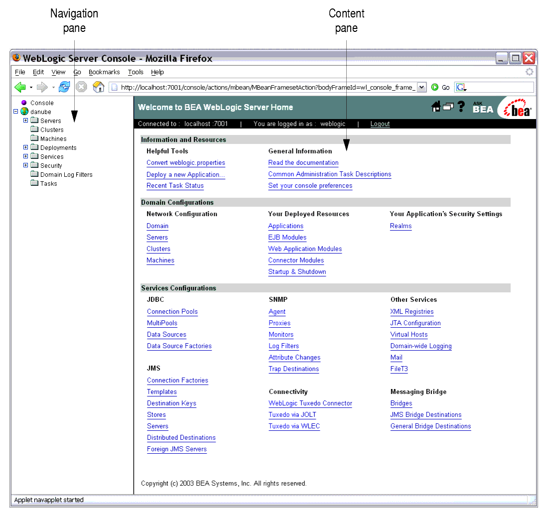 using-the-weblogic-server-console