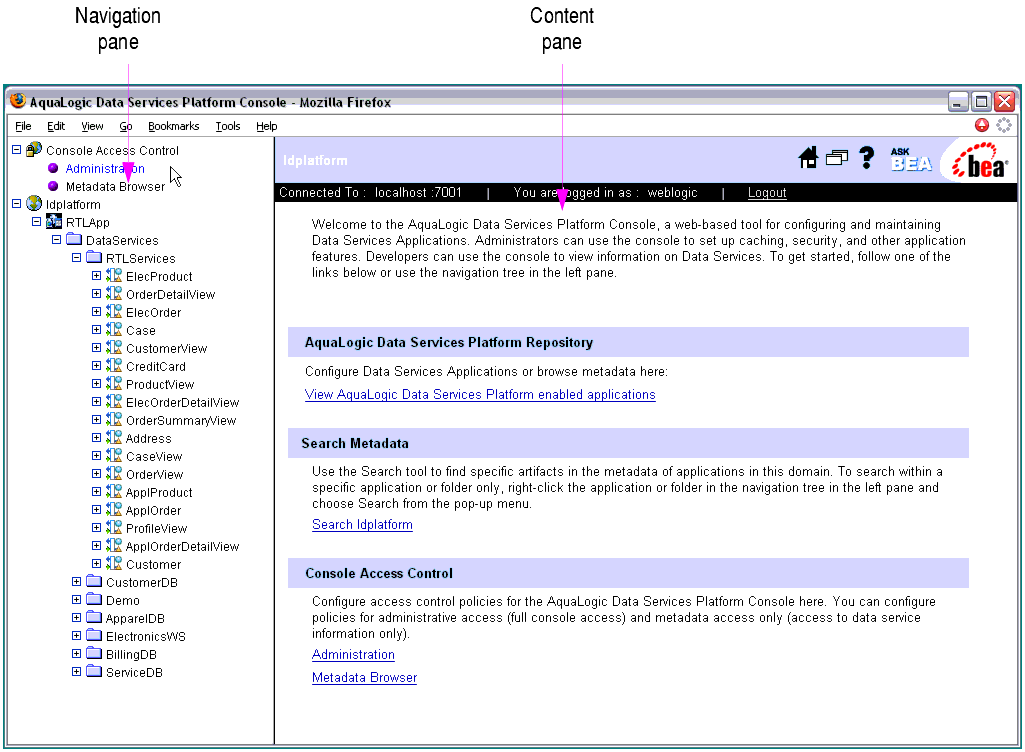 Data Services Platform Console