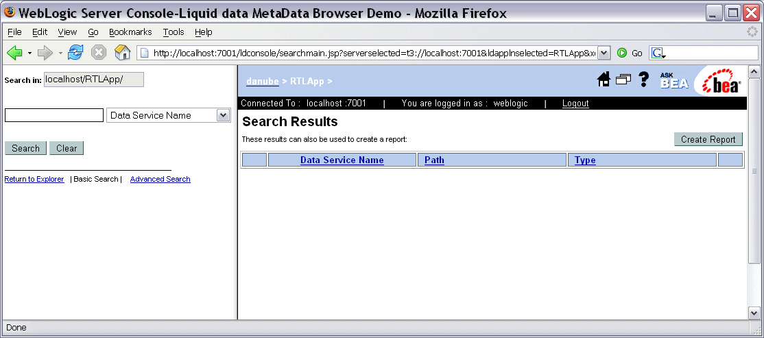 Basic Metadata Browser Search Facility
