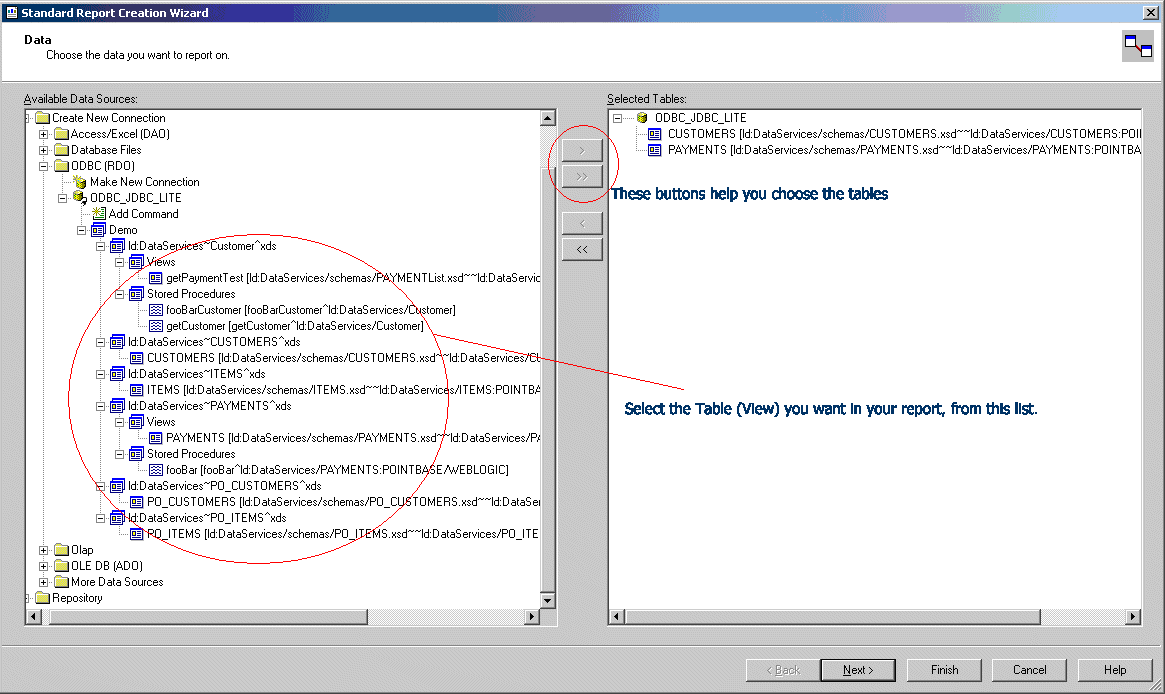 Selecting the Table View