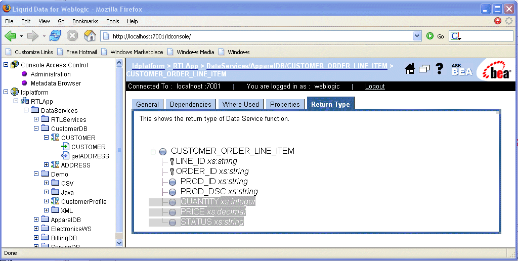 Return Types Display in DSP Console 