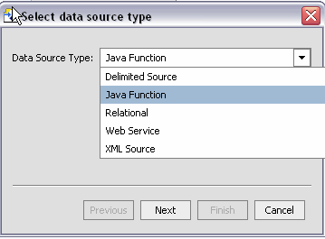 Selecting a Java Function as the Data Source