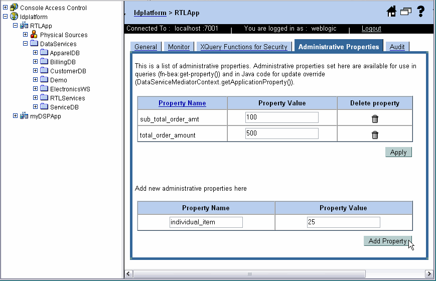 Administrative Properties Tab