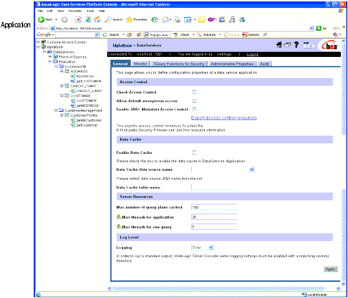 General Application Settings Page