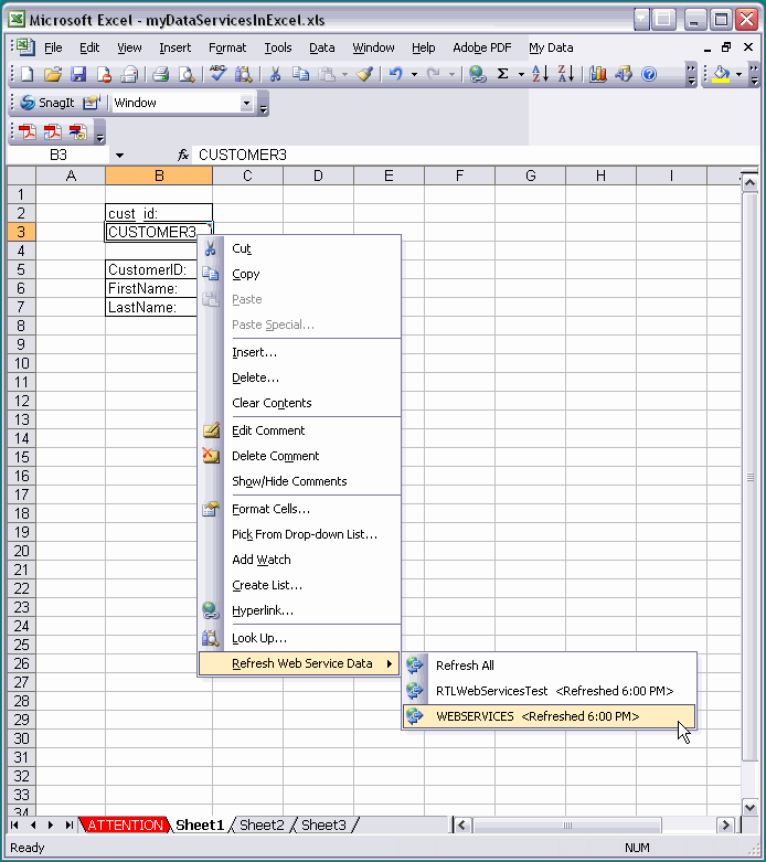 Refreshing Data Using the Excel Add-in