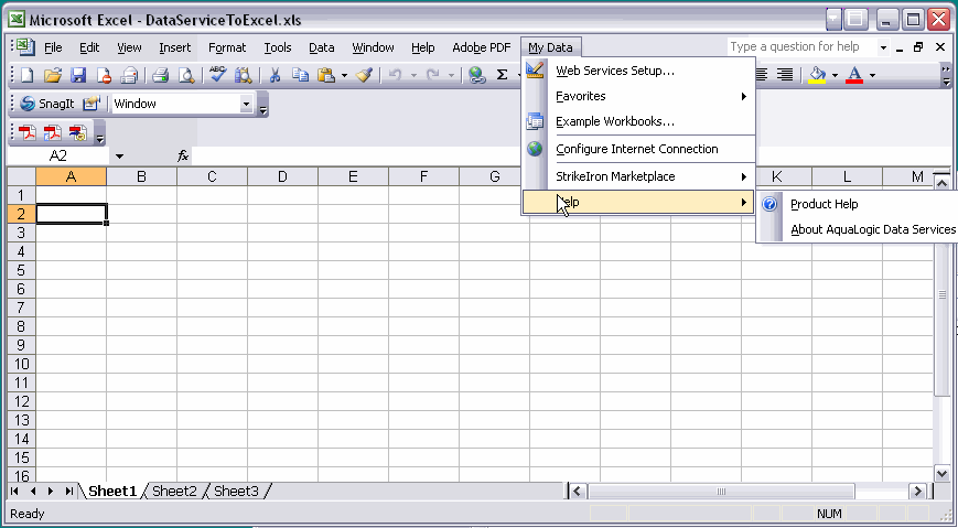 Excel Menu Post-Installation of the Excel Add-in