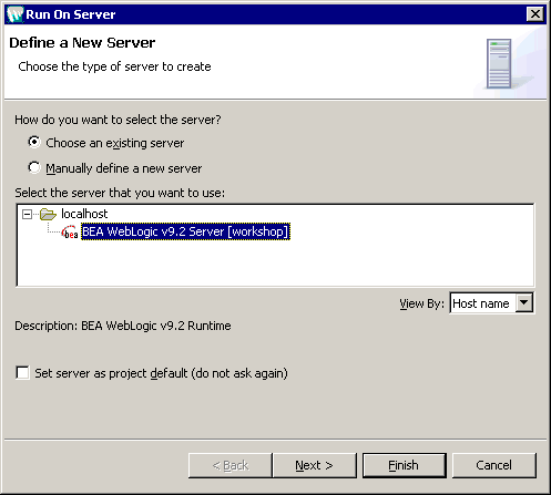 Run on Server Dialog Box