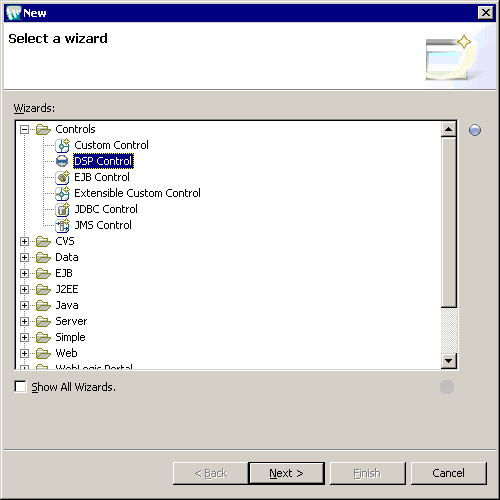 Select a Wizard Dialog Box