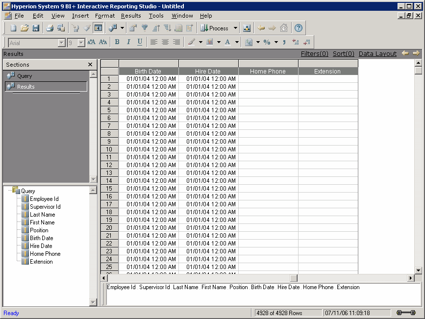 Report in Hyperion Interactive Reporting Studio