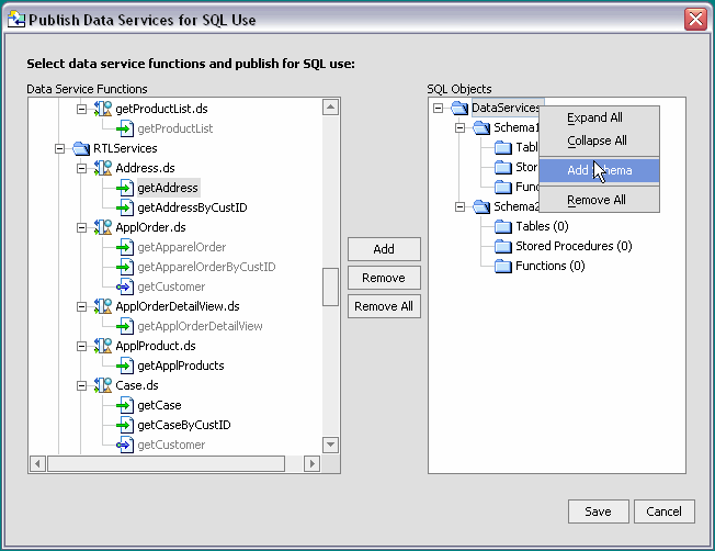Adding a Schema to the Virtual Database Catalog