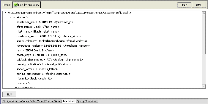  Test View of Integrated Flat File Data Service