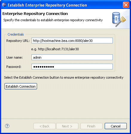 Establish Enterprise Repository Connection