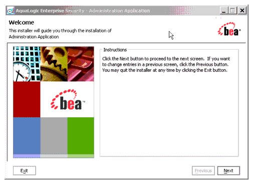 AquaLogic Enterprise Security Administration Server Installer Window
