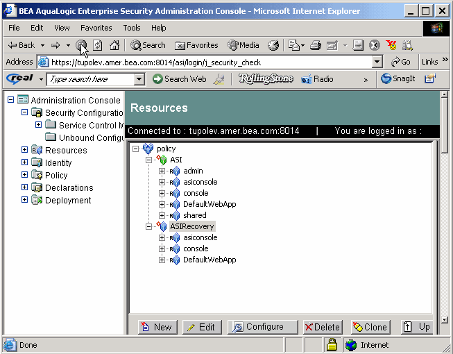 Administration Console Resource Representation