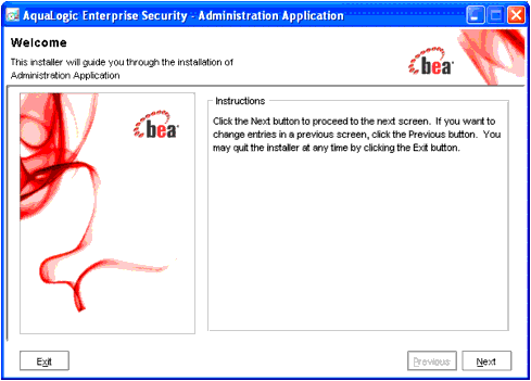AquaLogic Enterprise Security Administration Server Installer Window