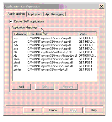 IIS Web Site Application Configuration Dialog