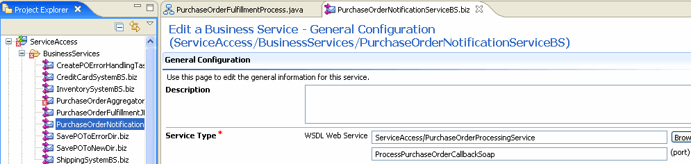 PurchaseOrderNotificationJPDBS in Package Explorer