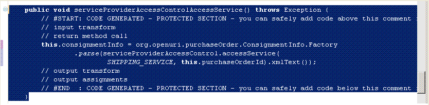 Code for the AccessService Method