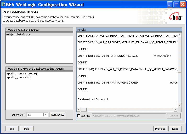 Run Database Scripts in the Configuration Wizard