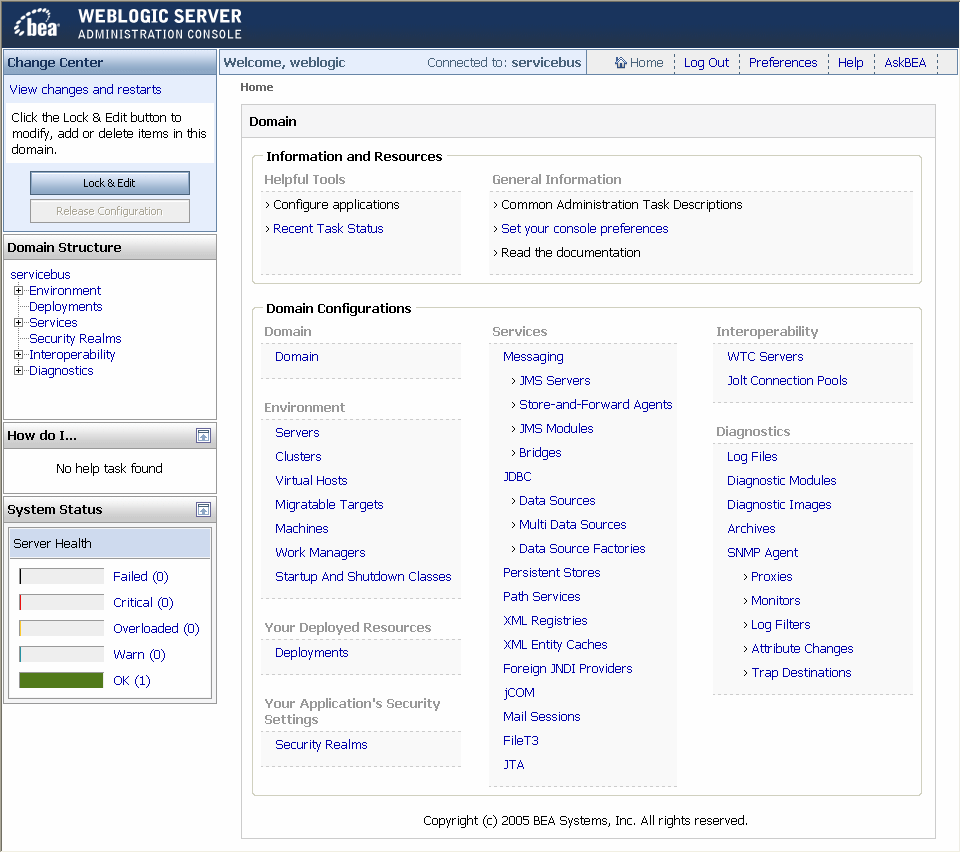 WebLogic Server Administration Console