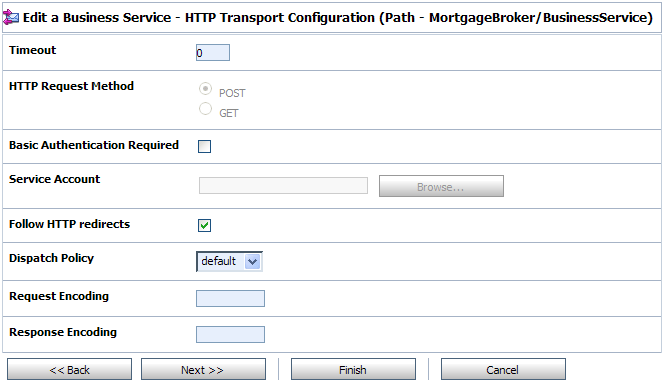 HTTP Transport Configuration of Business Service