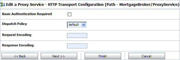 HTTP Transport Configuration of Proxy Service