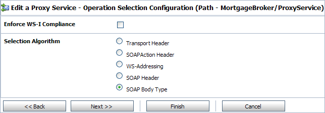 Operation Selection Configuration of Proxy Service