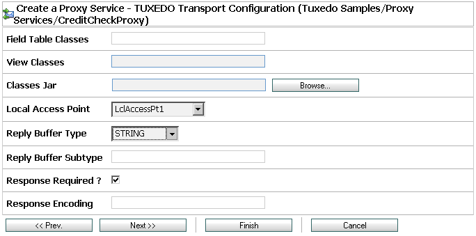 New Proxy Service - Tuxedo Transport Configuration
