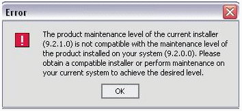 Incompatible Maintenance Levels—Error Message