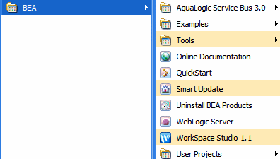 BEA Products Start Menu