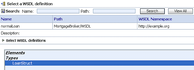WSDL Definitions Pane