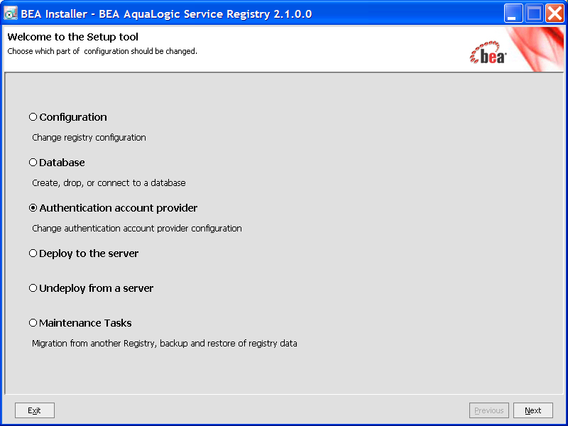 Setup Select Authentication Account Provider