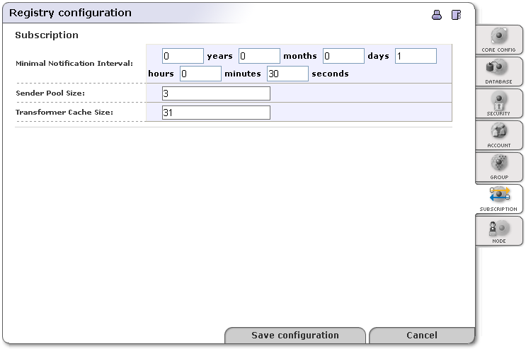 Registry Configuration - Subscriptions