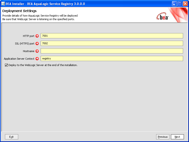 Deployment Settings