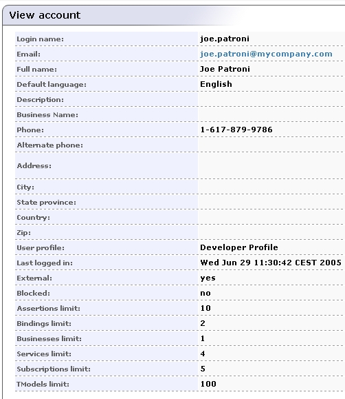 User Properties in BEA AquaLogic Service Registry