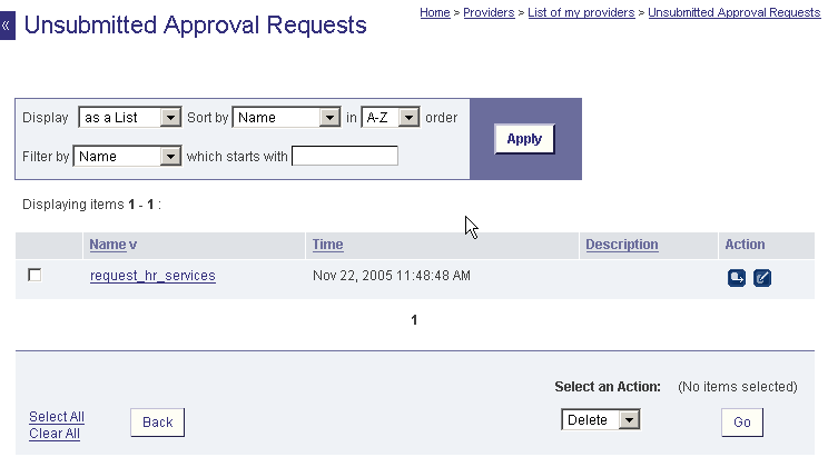 Unsubmitted Request