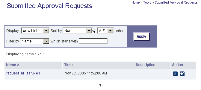 Submitted Approval Requests