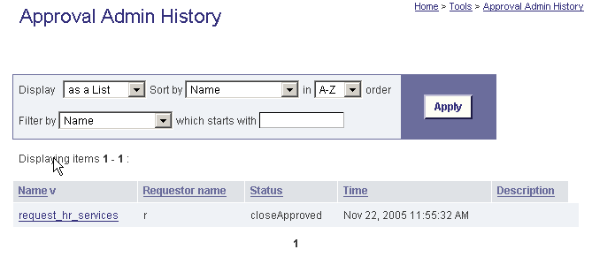 Approval Admin History