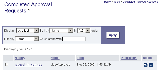 Completed Approval Requests