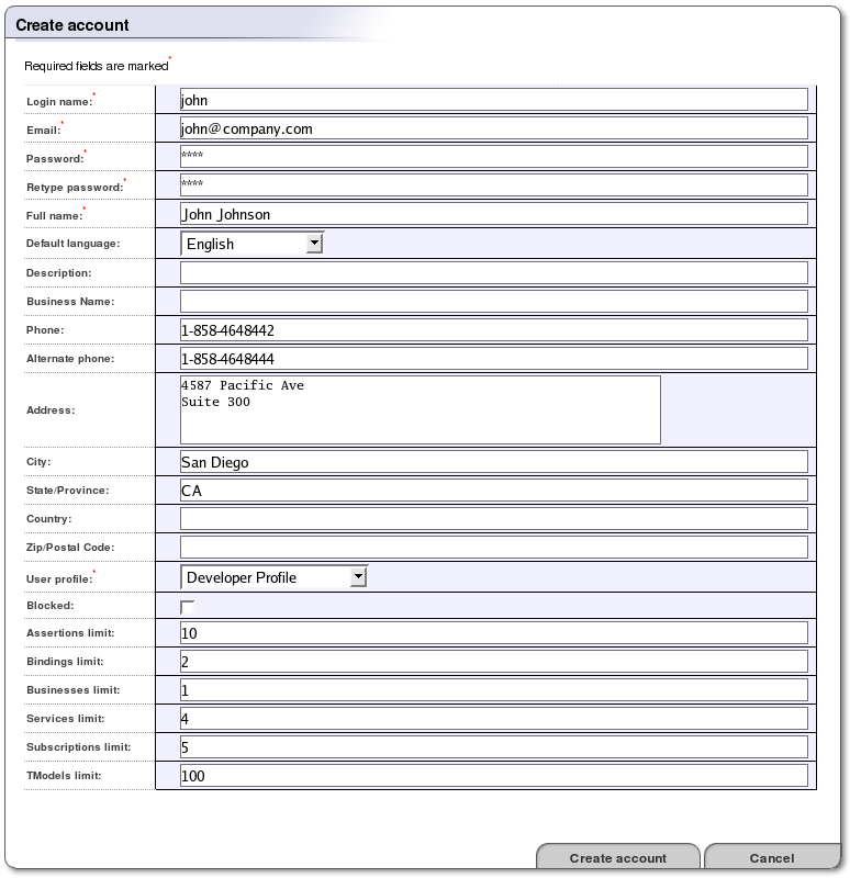 Create Account