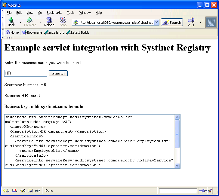 Example Servlet Output