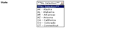 Selection List property type field as it appears in Content Item Editor