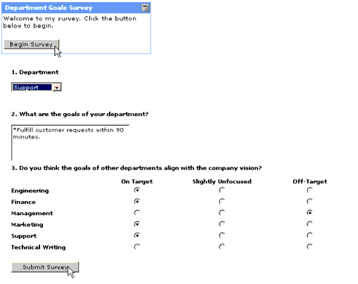 Survey Portlet: Welcome Page and Survey