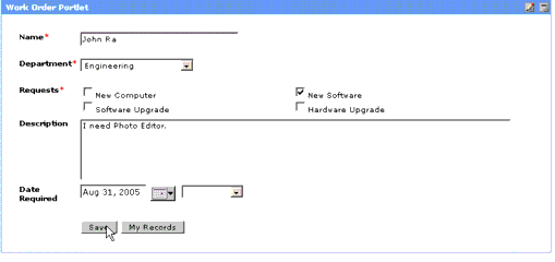 Data Submission Portlet: Record Entry Form